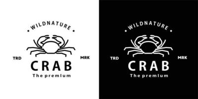 vintage retro hipster crab logo vector outline monoline art icon for restaurant