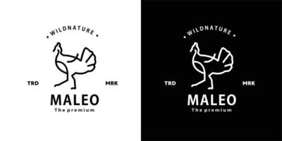 vintage retro hipster maleo logo vector contorno monoline arte icono