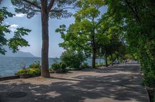 vista de las montañas alpes y el lago leman en montreux, suiza foto