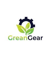 plantilla de diseño de logotipo de engranaje verde para marca comercial vector