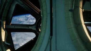 Cockpit view from International Space Station operating nearby of planet Earth video