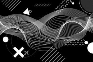 fondo de arte generativo abstracto en blanco y negro con composición geométrica neo-memphis. ilustración conceptual de tecnologías cyberpunk de alta tecnología del futuro o realidad virtual. vector