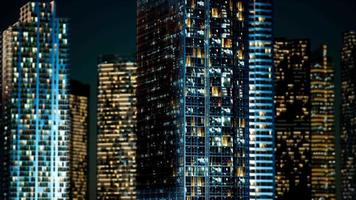 Wolkenkratzer im Geschäftsviertel in der Nacht video