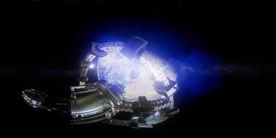 station spatiale internationale en orbite autour de la terre en réalité virtuelle video