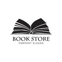 Black and white open book vector logo illustration on white background