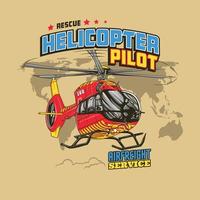 diseño de vector de helicóptero de rescate para camiseta de niños, afiche, pancarta