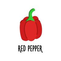 The red pepper vector icon is isolated on a white background. Simple modern flat illustration.