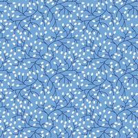 patrón sin fisuras con ramas de sauce sobre un fondo azul vector