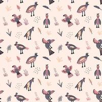 Seamless pattern with birds and pigeons vector