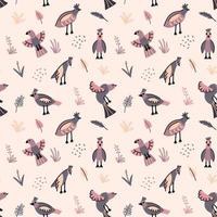 Seamless pattern with birds and pigeons vector