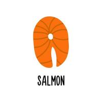 The salmon steak vector icon is isolated on a white background. Simple modern flat illustration.