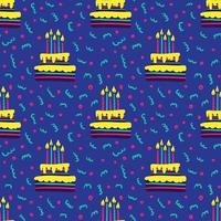 Seamless birthday pattern with birthday cake candles and confetti vector