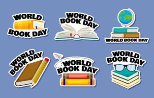 Collection of World Book Day Sticker Pack vector
