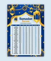 plantilla de las páginas del calendario del mes de ramadán en ayunas vector