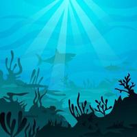 Background of Ocean Blue Sea with Fish vector