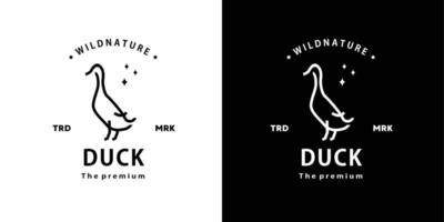 vintage retro hipster duck logo vector outline monoline art icon