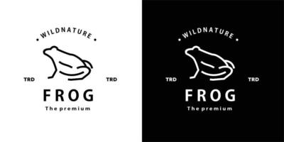 vintage retro hipster frog logo vector outline monoline art icon