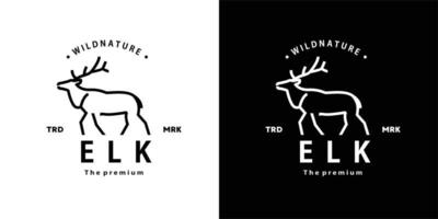 vintage retro hipster elk logo vector outline monoline art icon