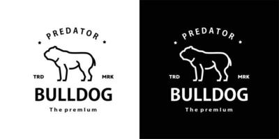 vintage retro hipster bulldog logo vector outline dog monoline art icon