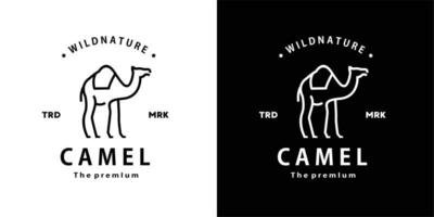 vintage retro hipster camel logo vector outline desert monoline art icon