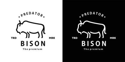 vintage retro hipster bison logo vector outline bull monoline art icon