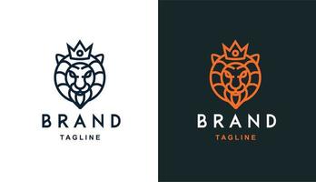 vector lion king monoline minimalist simple logo Perfect for any brand and company