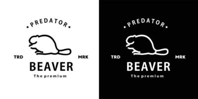 vintage retro hipster beaver logo vector contorno monoline arte icono