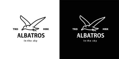 vintage retro hipster albatros logo vector contorno pájaro monoline arte icono