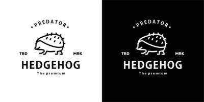 vintage retro hipster hedgehog logo vector contorno monoline arte icono