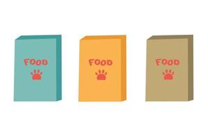 Dry food boxes for dogs and cats. Food with vitamins for animals. Shop concept. vector