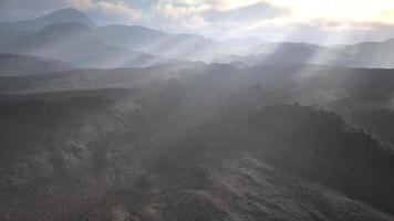 Black stone field in dense fog in highlands video