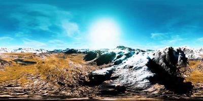 vr360 utsikt över snöiga toppar och dalen i sommarhimalayabergen video
