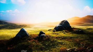 8K mountain valley with stones at sunrise video