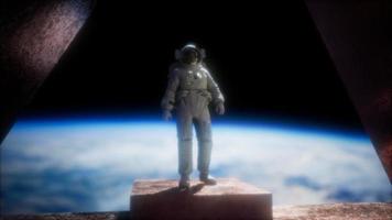 8K astronaut on the space observatory station near Earth