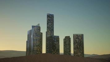 City Skyscrapers at Night in Desert video