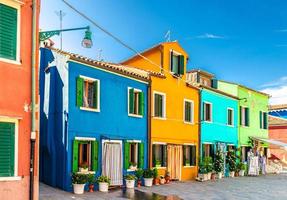 Burano island with colorful houses buildings photo