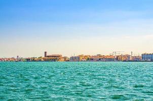 Panoramic view from sea lagoon of Chioggia town cityscape photo