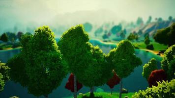 cartoon groen boslandschap met bomen en meer video