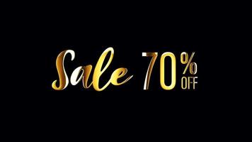 Sale 70 percent off golden text animation video