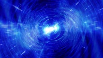 unscharfer interstellarer Flug des blauen Hyperraumtunnel-Wurmlochs, video