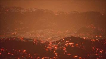 lava fields and hills at active volcano video