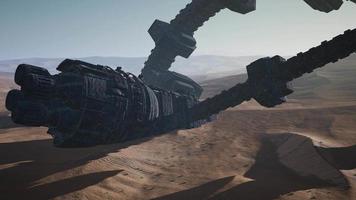 old rusted alien spaceship in desert. ufo video