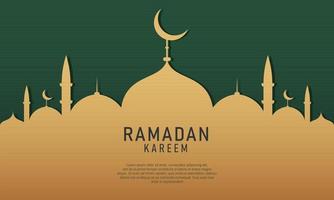 Vector illustration of mosque silhouette illustration. Suitable for design element of Ramadan Kareem greeting and holy month Ramadan celebration banner background.