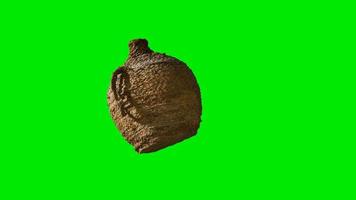 clay brown wicker jug on green chromakey background video