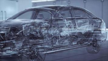 transparentes auto mit motor im labor video