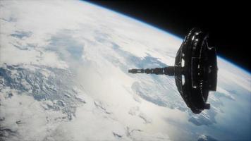 futuristic Space satellite orbiting the earth video