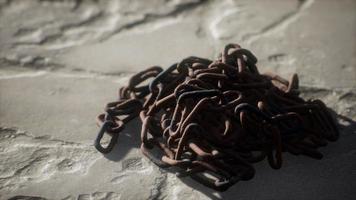 Vintage rusty hand-made iron chain video