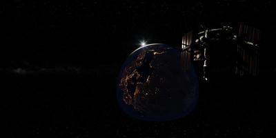 Timelapse ISS in virtual reality 360 degree video. International Space Station video