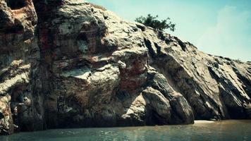 coastal view of a sand beach with cliffs video