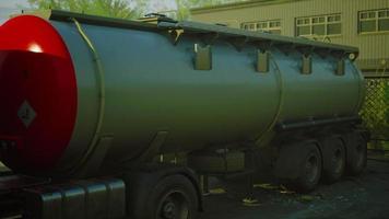 large white cistern trucks in a factory video